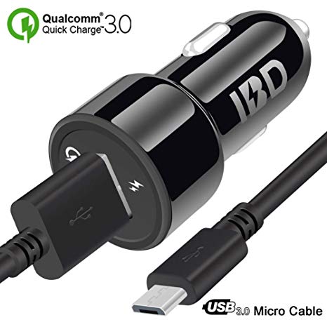 IBD USB 3.0 Car Charger Adapter,Quick Charge Smart USB Port 18W With One USB 3.0 Cable Universal Cell Phone Car Chargers For Mobile Device,Samsung Galaxy S7,S6,Samsung Galaxy S7,S6 ect.