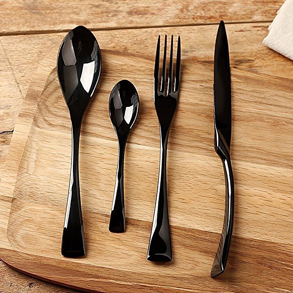 LEKOCH 4-Piece Stainless Steel Flatware Set Including Steak Fork Spoons Knife Tableware