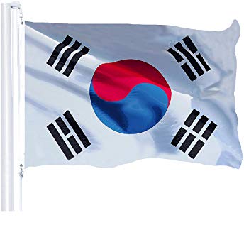 G128 - South Korea Korean Flag 3x5 ft Printed Brass Grommets 150D Quality Polyester Flag Indoor/Outdoor - Much Thicker More Durable Than 100D 75D Polyester