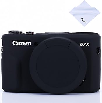 Yisau Case for G7X Mark II G7X Removable Lens Cover, Silicone Cover Rubber Soft Camera Case for Canon PowerShot G7X II G7X (Glamour Black)
