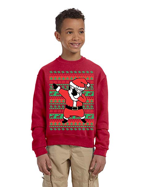 Allntrends Kids Youth Sweatshirt Dabbing Santa Trendy Ugly Xmas Tops