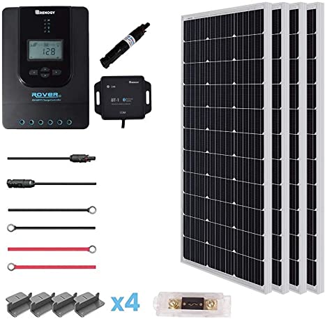 Renogy 400 Watt 12 Volt Off Grid Solar Premium Kit with Monocrystalline Solar Panel and 40A MPPT Rover Controller