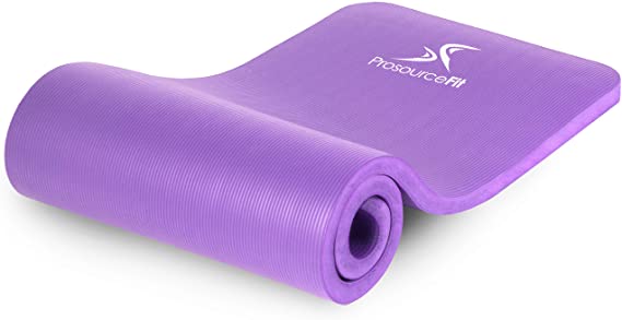 ProsourceFit Extra Thick Yoga and Pilates Mat 1" (25mm), 71-inch Long High Density Exercise Mat with Comfort Foam and Carrying Strap - Purple