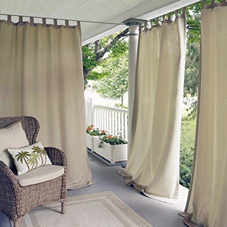 Elrene Home Fashions Matine Indoor/Outdoor Solid Tab Top Single Panel Window Curtain Drape, 52"x84" (1), Taupe