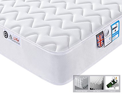 4FT6 Double 3D Breathable Fabric Mattress with Pocket Springs - 7-Zone Orthopaedic Mattress - 8.7-Inch - White