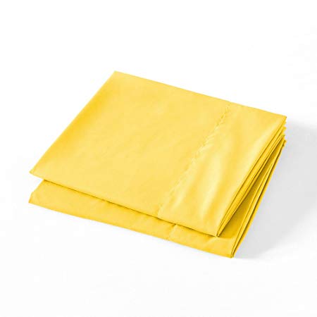 BASIC CHOICE Microfiber Pillow Cases, Set of 2 (Yellow, King)