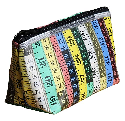 Small makeup case made of measuring tapes PRIME cute gift for sewer knitter sewing kit container mother girlfriend wife grandmother soft inch tape measure cosmetics toiletry bag pouch organizer