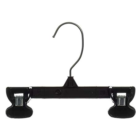 Mainetti 6008 Black Plastic Hangers with Rotating Metal Hook and Sturdy Plastic Non-Slip Clips, Great for Pants/Skirts/Slacks/Bottoms, 8 Inch (Pack of 10)
