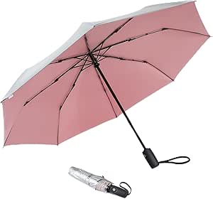 G4Free UPF 50  UV Protection Large Travel Umbrella 46 Inch Auto Open Close Windproof Sun Blocking Umbrella