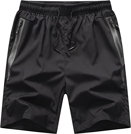 MOHEM Mens Quick Dry Shorts Lightweight Running Workout Gym Active Shorts with Zipper Pockets