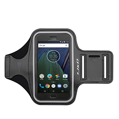 Moto G5 plus Armband, J&D Sports Armband for Motorola Moto G5 Plus (5.2"), Key holder Slot, Perfect Earphone Connection while Workout Running - [NOT Compatible With Moto G5 5.0"]