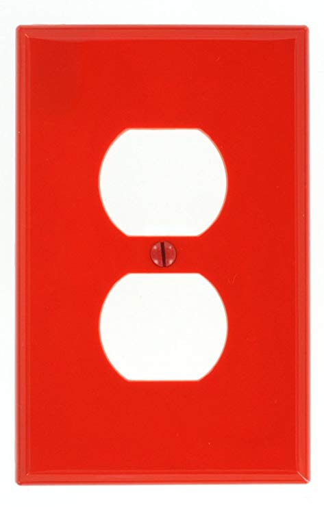 Leviton PJ8-R 1-Gang Duplex Receptacle Wallplate, Midway Size, Red