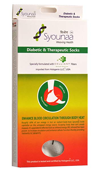 Syounaa Diabetic Care & Therapeutic Socks for Men & Women - Unisex, Everyday Wear, Crew Length, Large Size, Beige Color, 1 Pair (Diabetes Care, Travel Support Health Socks)