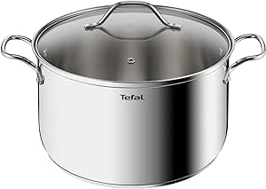 Tefal Intuition XL großer Kochtopf, Edelstahl, 28 cm/8 l, Induktion, 5 Jahre Garantie, Edelstahl 18/10, Größe XL, robuste Griffe, Glasdeckel B8646404