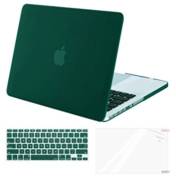 Mosiso Plastic Hard Case with Keyboard Cover with Screen Protector for MacBook Pro Retina 13 Inch No CD-ROM (A1502/A1425), Peacock Green