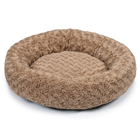 Slumber Pet Swirl Plush Donut Beds  -  Soft and Cozy Donut-Shaped Beds for Dogs and Cats - Large, 32", Oatmeal