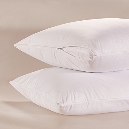 Bedecor Waterproof Zippered Pillow Encasement - Polyester Jersey Fabric,- Hypoallergenic, Breathable, Queen(21" x 35") -2 PCS