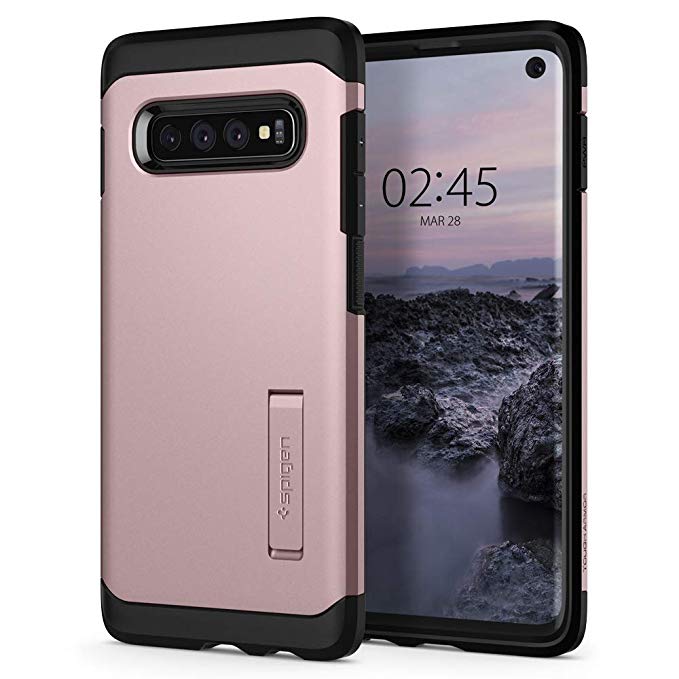 Spigen Tough Armor Galaxy S10 Case Cover with Extreme Shockproof Protection and Integrated Kickstand for Samsung Galaxy S10 (2019) - Rose Gold