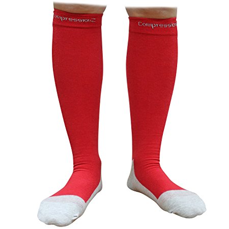 Compression Socks (1 Pair) 20-30mmHg Graduated - Best For Running, Athletic Sports, Crossfit, Flight Travel (Men & Women) - Suits Nurses, Maternity Pregnancy, Shin Splints - Below Knee High Socks.