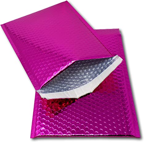 EPOSGEAR 10 Hot Pink Shiny Metallic Foil Bubble Padded Bag Mailing Envelopes - Perfect for Marketing, Promotions or and Alternative to Gift wrap (A3 / C3-450mm x 320mm)