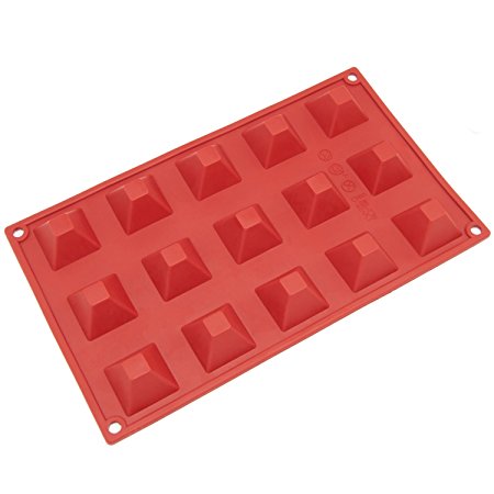 Freshware SM-101RD 15-Cavity Silicone Mini Pyramid Chocolate, Candy and Gummy Mold