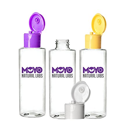 MoYo Natural Labs 100ml Travel Bottle Flip Cap 3Pk of Empty Plastic 100ml Travel bottles, Three Pack