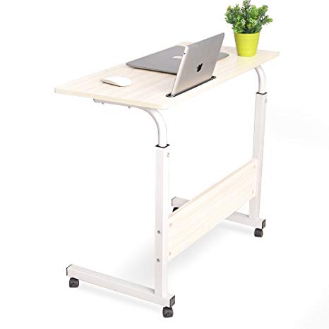 DlandHome Laptop Stand, 31.4 inches Adjustable Computer Standing Desk Mobile Desk Portable Side Table, Maple