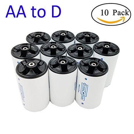 10 pack AA to D Size Battery Box, Battery Case,Sackorange Battery Adapter Spacers Case for rechargeable battery (Batteries are not included) (AA to D)