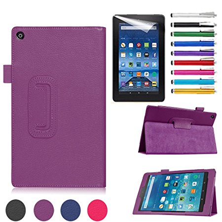 Mignova leather Case for All-New Amazon Fire HD 8 (6th Generation, 2016 release), Slim Fit Premium Pu Leather with Stand Cover for Fire HD 8 Tablet (2016 6th Gen Only (Purple)