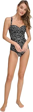 DKNY Women's One Piece Sweetheart Neck Bathing Suit