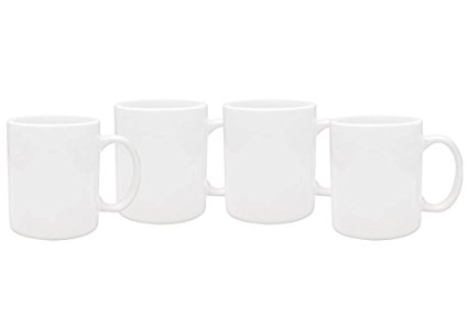 Culver 11-Ounce Hampton Ceramic Mug, White, Set of 4