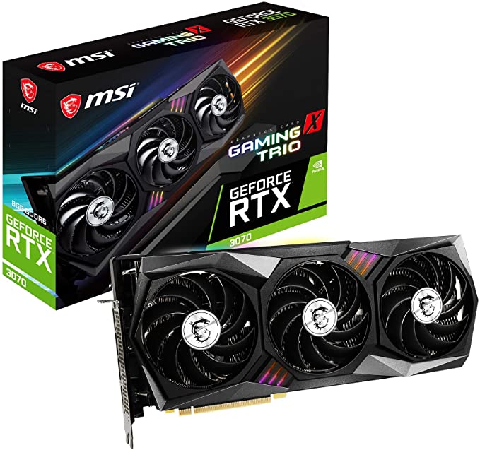 MSI GeForce RTX 3070 GAMING X TRIO Gaming Graphics Card - RTX 3070, TRI FROZR 2, TORX Fan 4.0, 8 GB GDDR6, 256 Bit, PCI Express Gen 4, DisplayPort v1.4a, HDMI 2.1, Zero Frozr, 1440p Resolution