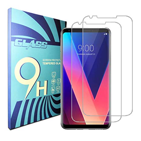 for V30 Screen Protector,V30 Tempered Glass Screen Protector,[2-Pack][Full Coverage] [9H Hardness][Easy Bubble-Free Installation][Anti-Scratch] Compatible with LG V30