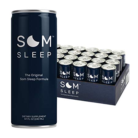 Som Sleep, The Original Sleep Support Formula with Melatonin, Magnesium, Vitamin B6, L-Theanine & GABA. Non-GMO, Vegan, Gluten-Free and Dairy-Free. Original, 8.1 fl oz. Cans (24-Pack)