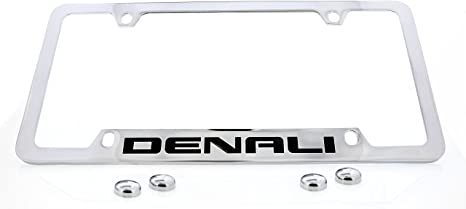 GMC Denali Chrome Plated Metal Bottom Engraved License Plate Frame Holder