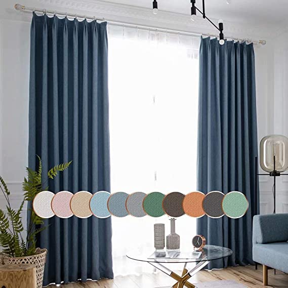 MacoHome Privacy Room Divider Curtain Solid Blackout Grommet Window Treatment for Bedroom, not Full Blackout(Haze Blue, 100" W x 84" L)