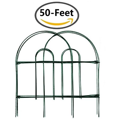 Amagabeli 18-Inch by 10-Feet x 5 Packs Dark Green Garden Fencing Folding Fence Wire Garden Fence Lawn Bordering Fences Garden Border Fence Garden Fence Panels Garden Border Fencing