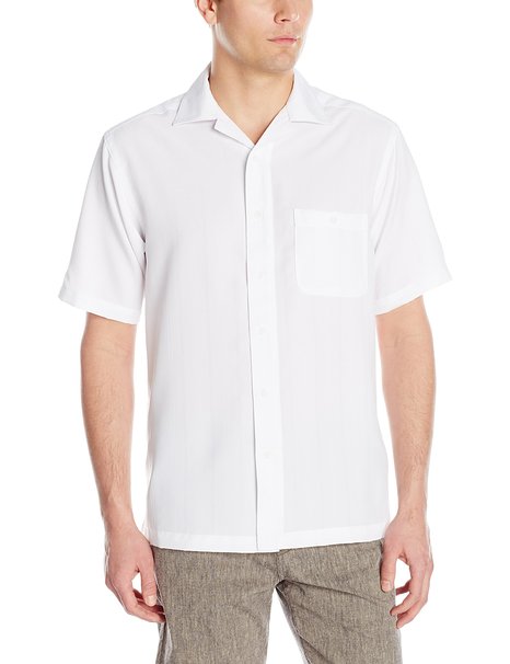 Haggar Men's Short-Sleeve Textured Microfiber Woven Shirt
