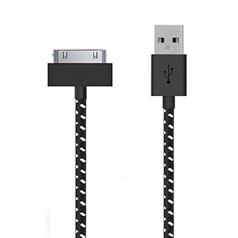 Go Beyond (TM) 3 Feet 30 Pin Fabric Braided Nylon Premium Durable USB Charging/Data Sync Cable for Apple iPod, iPhone, and iPad (SHIPPED IN SAME BUSINESS DAY.)(3FT Black Nylon Cable)