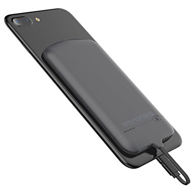 Portable Charger F.Dorla 4000mAh External Battery Pack Power Bank Ultra Slim Backup Battery Case with Built-in Lightning Cable and USB Port for iPhone IOS Samsung Android Phone (Black)