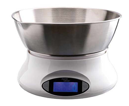 Jamie Oliver Electronic Wet 'n' Dry Kitchen Scales - White/Stainless Steel