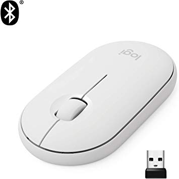 Logitech Pebble M350 Wireless Mouse with Bluetooth or USB - Silent, Slim Computer Mouse with Quiet Click for Laptop, Notebook, PC and Mac - Off White