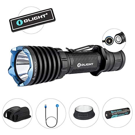 OLIGHT Warrior X 2000 Lumens Cree XHP35 NW 560 Meter Throw USB Magnetic Rechargeable Tail Switch Tactical Flashlight for Outdoor Camping Hunting Hiking,18650 Battery Patch