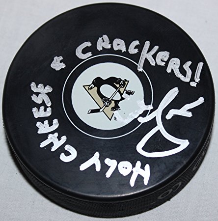 Mike Lange Signed Pittsburgh Penguins HOF Autograph Logo Puck COA