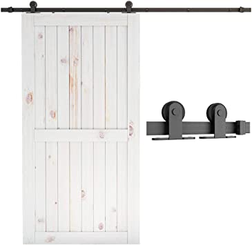 SMARTSTANDARD 8 Feet Top Mount Sturdy Sliding Barn Door Hardware Kit - Smoothly and Quietly - Simple and Easy to Install - Includes Step-by-Step Instruction - Fit 42"-48'' Wide Door Panel (T Shape)