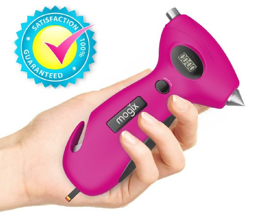 Mogix Accessories Tire Pressure Gauge with Auto Rescue Tool Features, Digital Reading and Flashlight (Pink)