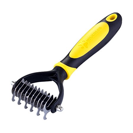 Pet Dematting Comb Grooming Undercoat Rake, TPE   PP, 11 Teeth Wide By MIU COLOR