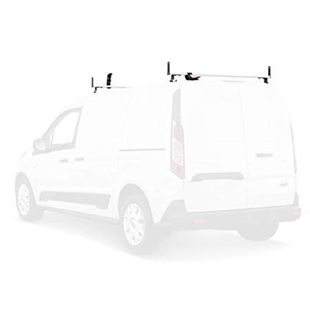 J2000 Aluminum Ladder Roof Rack 2 bar System with Accessories for a 2014-Newer Transit Connect White