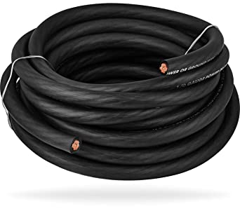 InstallGear 1/0 Gauge AWG OFC Pure Copper Power Ground Wire Cable (25ft Black) True Spec Soft Touch Welding Wire, Battery Cable Wire, Automotive Wire, Car Audio Speaker Stereo, RV Trailer, Amp Wiring