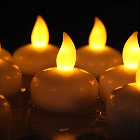 AGPtek® Lot 12 LED Floating Tea Waterproof Wedding Party Floral Decoration flameless Candle yellow color